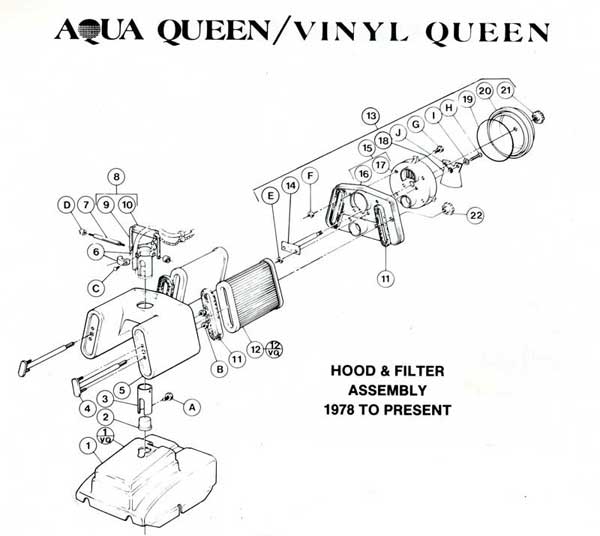 AquaVac Aqua Queen Hood Parts Diagram